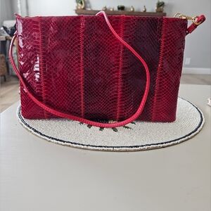 Red Snakeskin Pattern Convertable Clutch